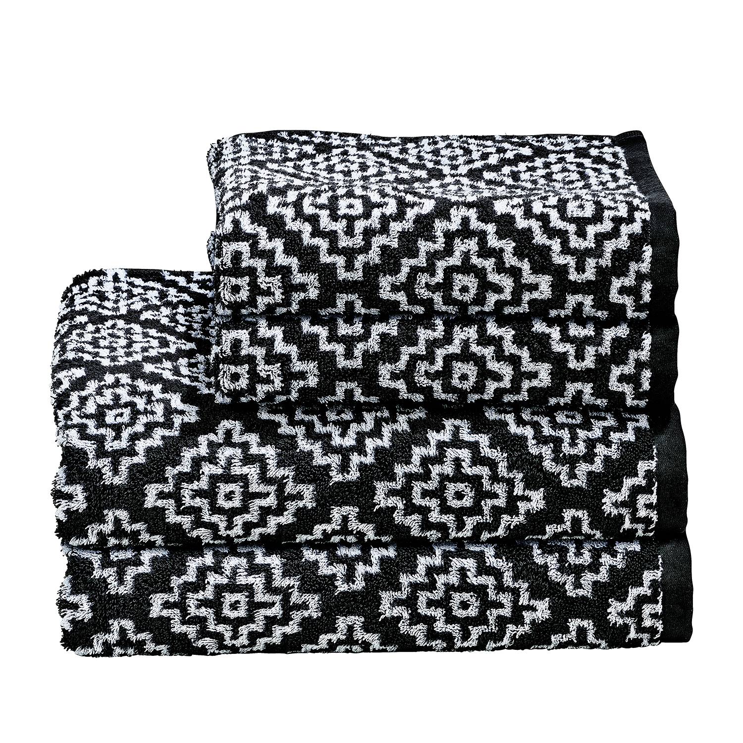 Preisvergleich für home24 Handtuchset Day Boho I (4-teilig), BxT 140x70 cm,  in der Farbe Schwarz, aus Textil, GTIN: 0720264618628 | Ladendirekt